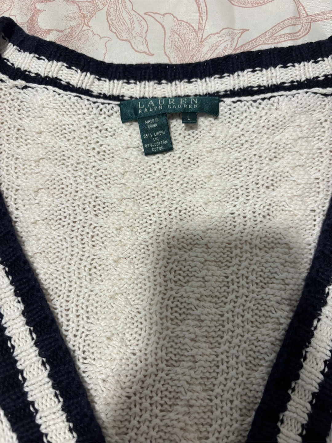 Lauren Ralph Lauren White Cable Knit Cardigan Size L - photo 3