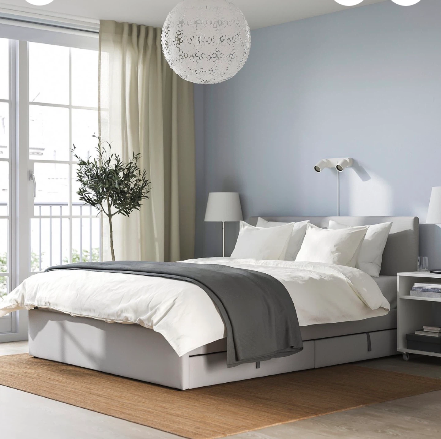 Grey Upholstered Bed Frame with Storage Drawers - photo 3
