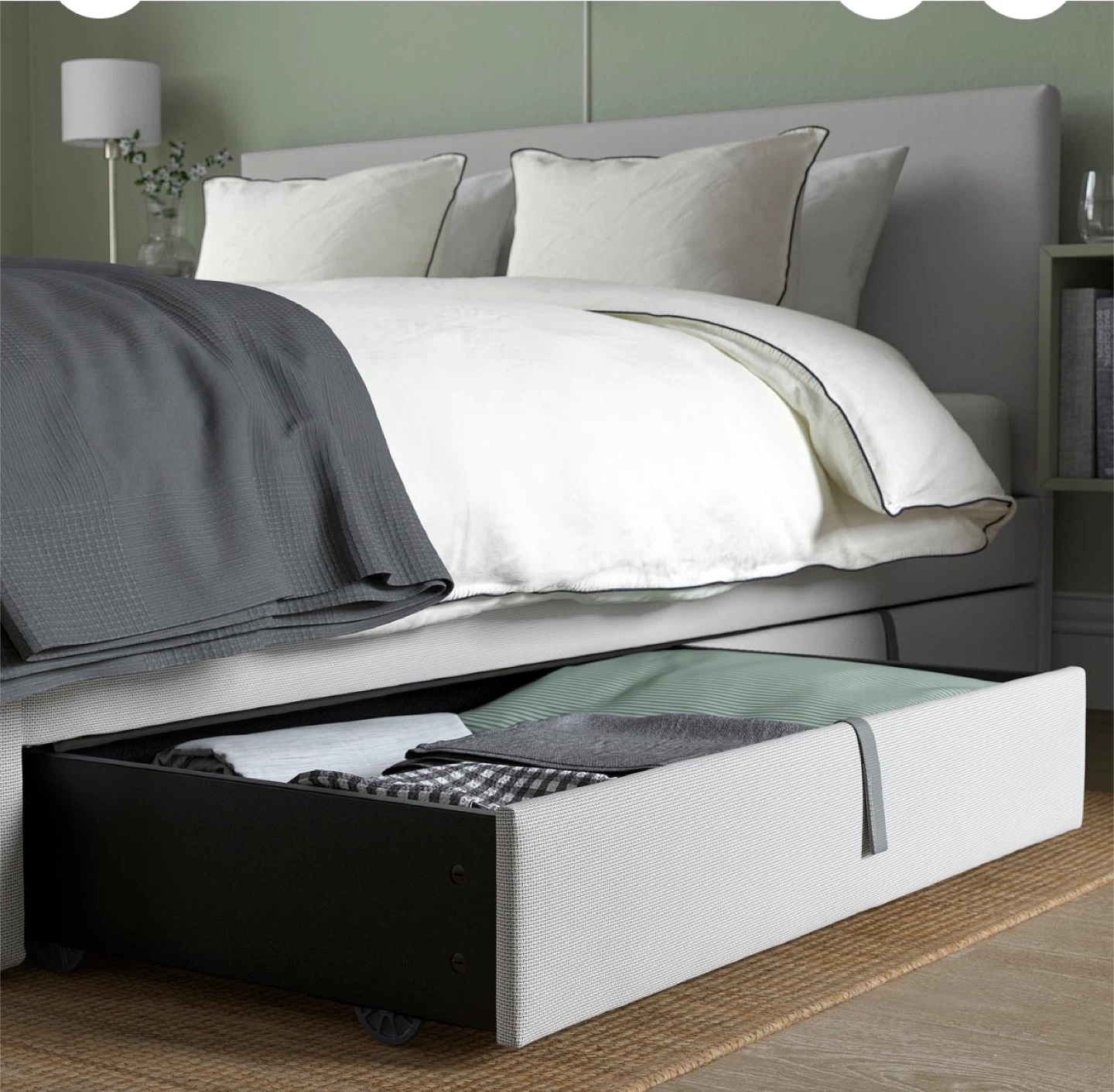Grey Upholstered Bed Frame with Storage Drawers - photo 5