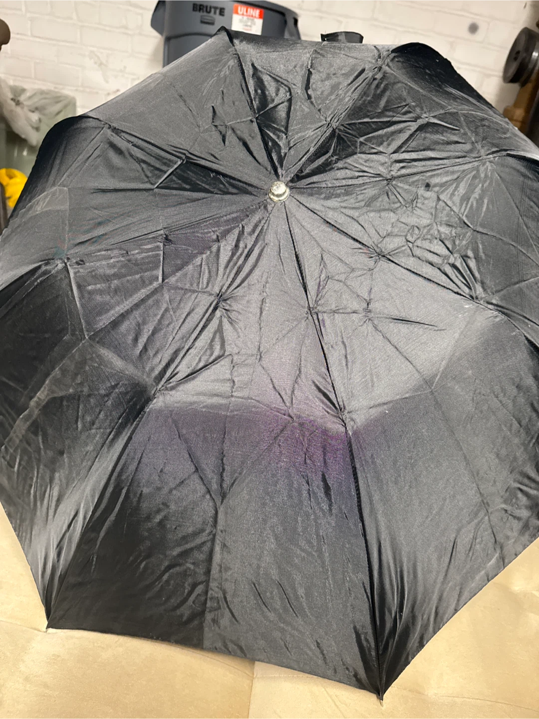 Black Folding Umbrella with J-Handle - photo 2