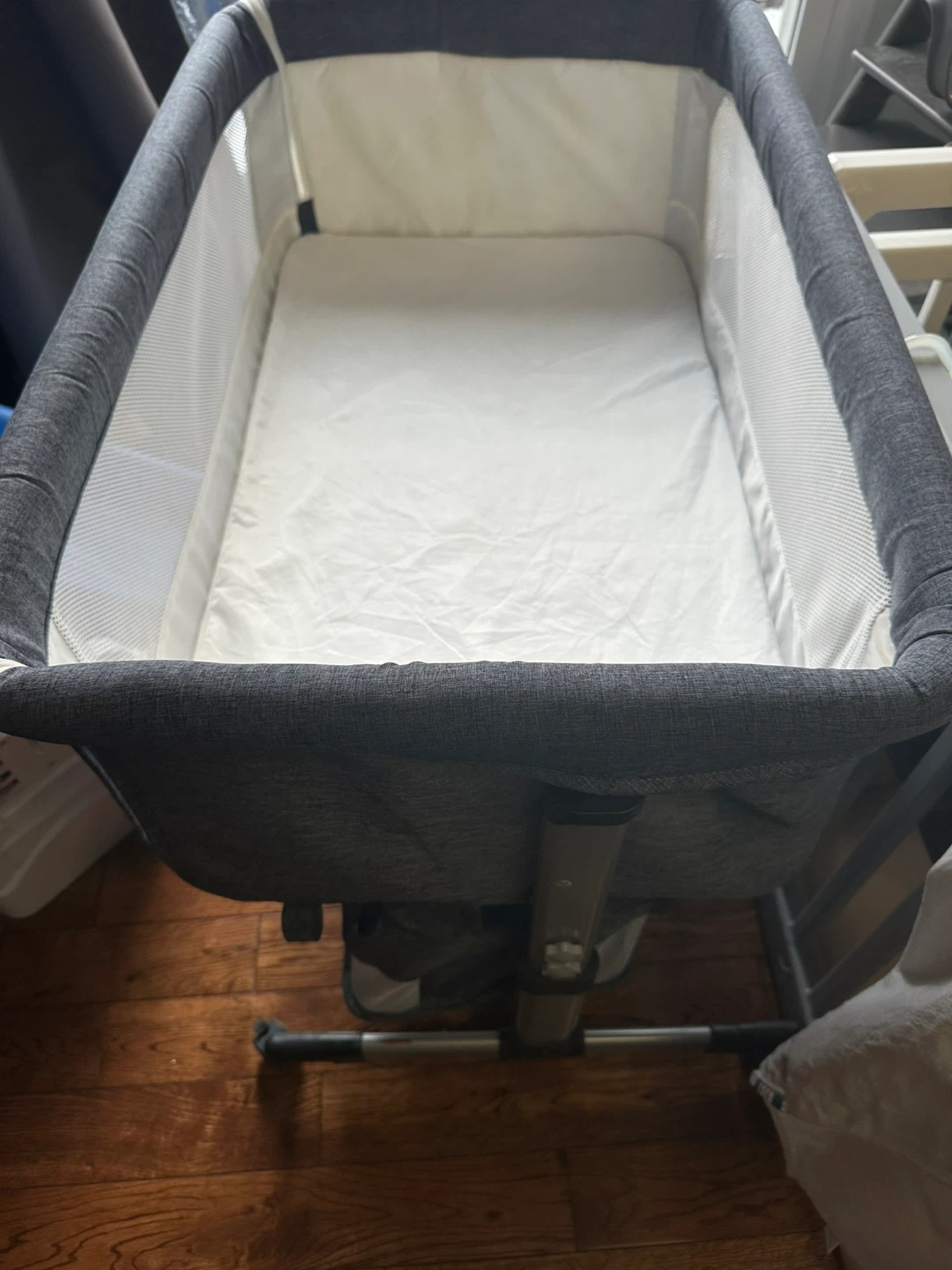 Grey Bassinet with Mesh Sides
