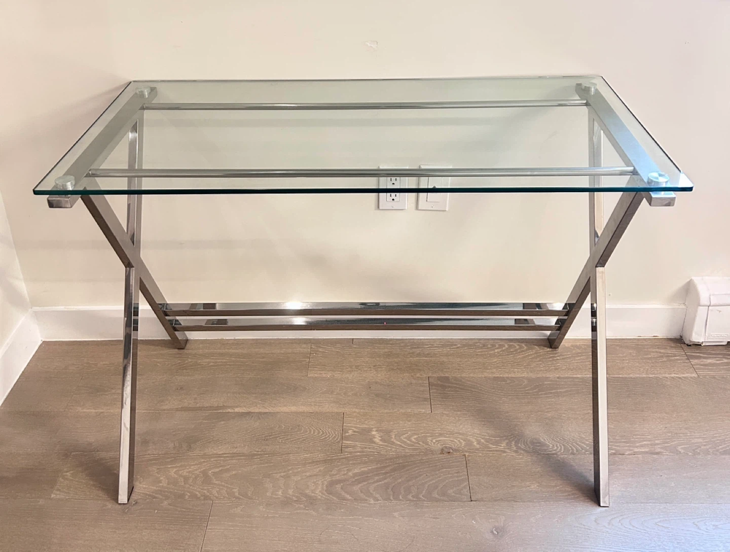 Glass Top Console Table with Chrome Legs