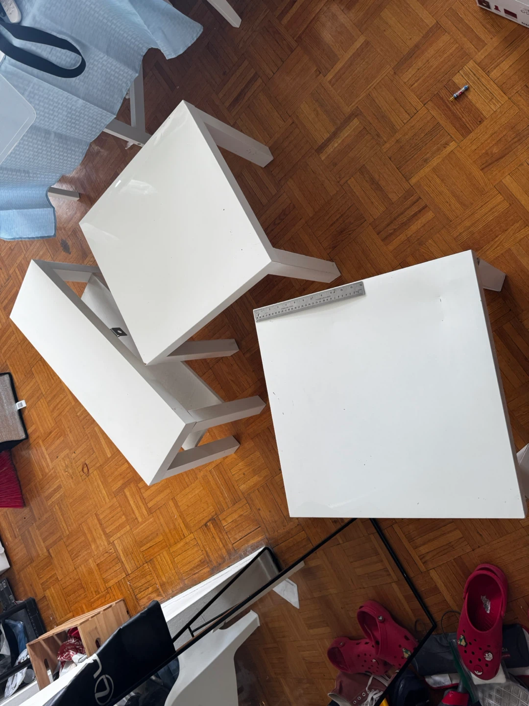 IKEA LACK white side tables and TV stand