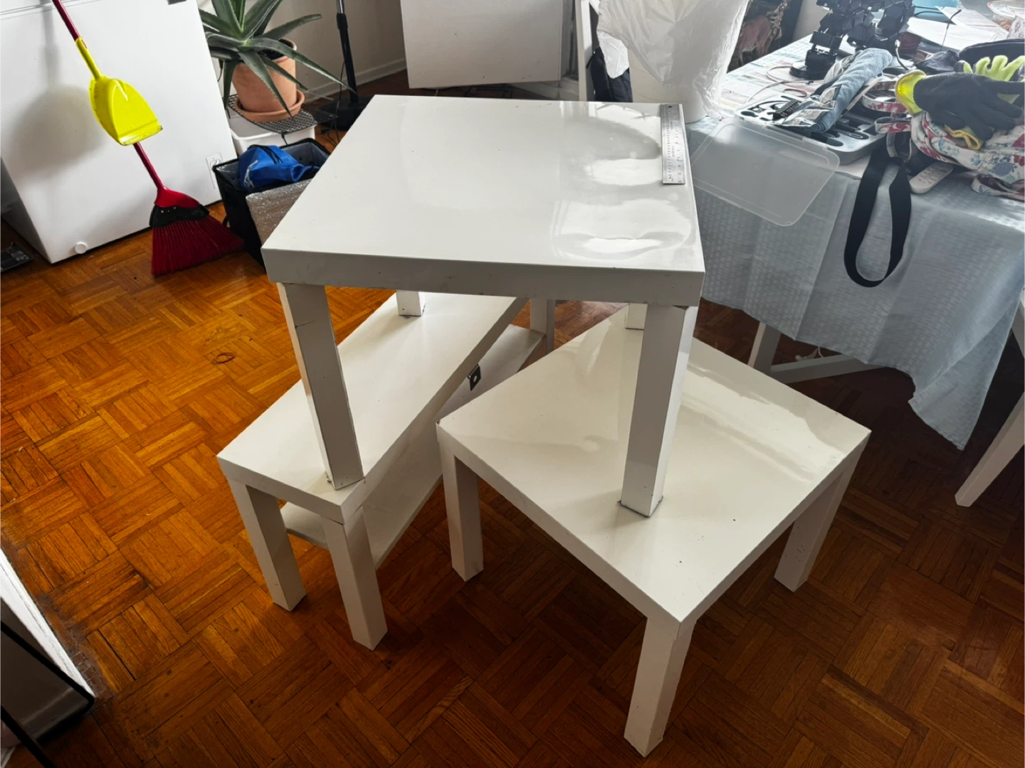IKEA LACK white side tables and TV stand - photo 3