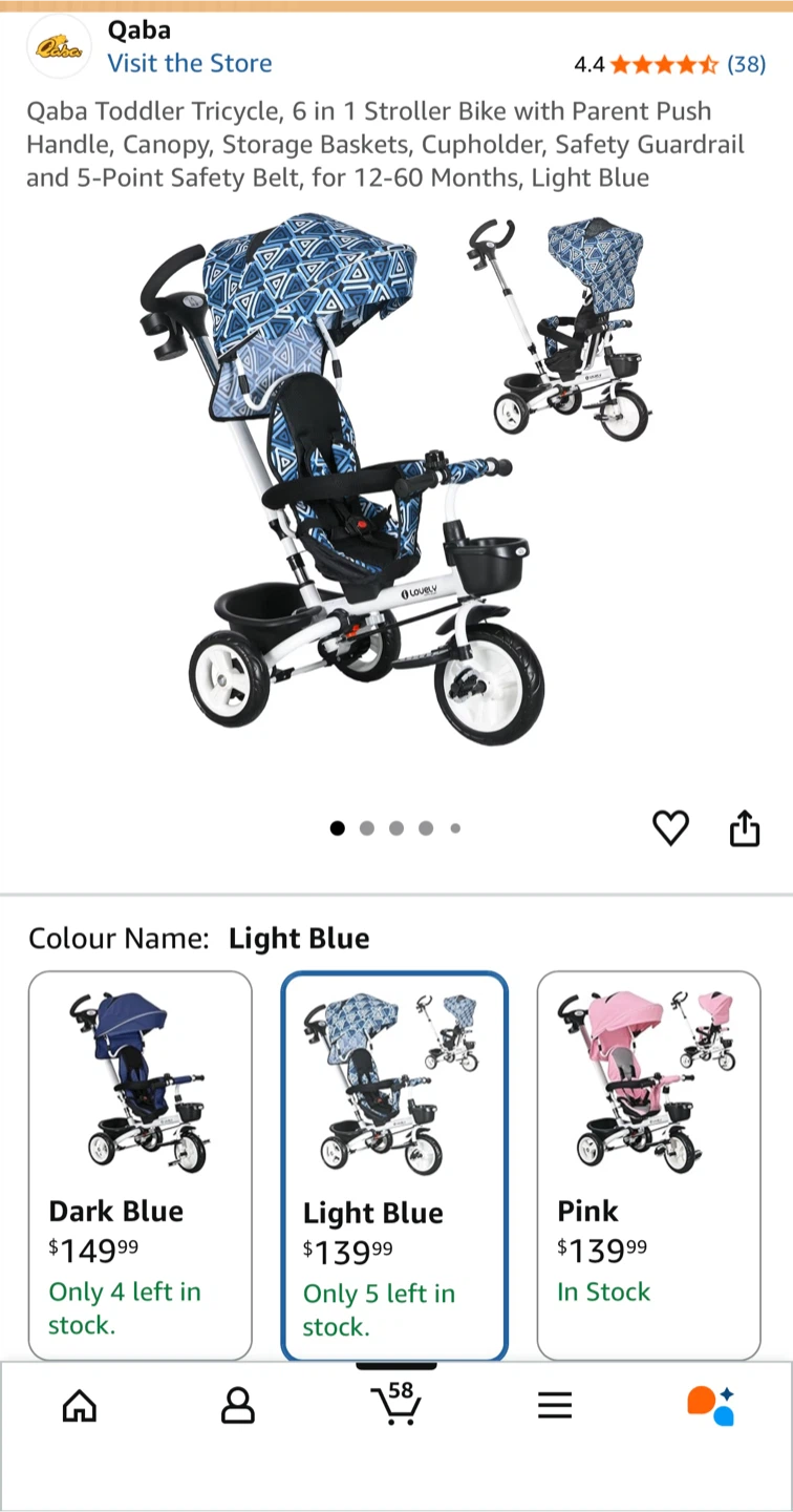 Qaba 6-in-1 Toddler Tricycle with Parent Handle - photo 2