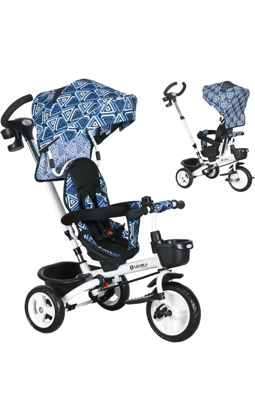 Qaba 6-in-1 Toddler Tricycle with Parent Handle