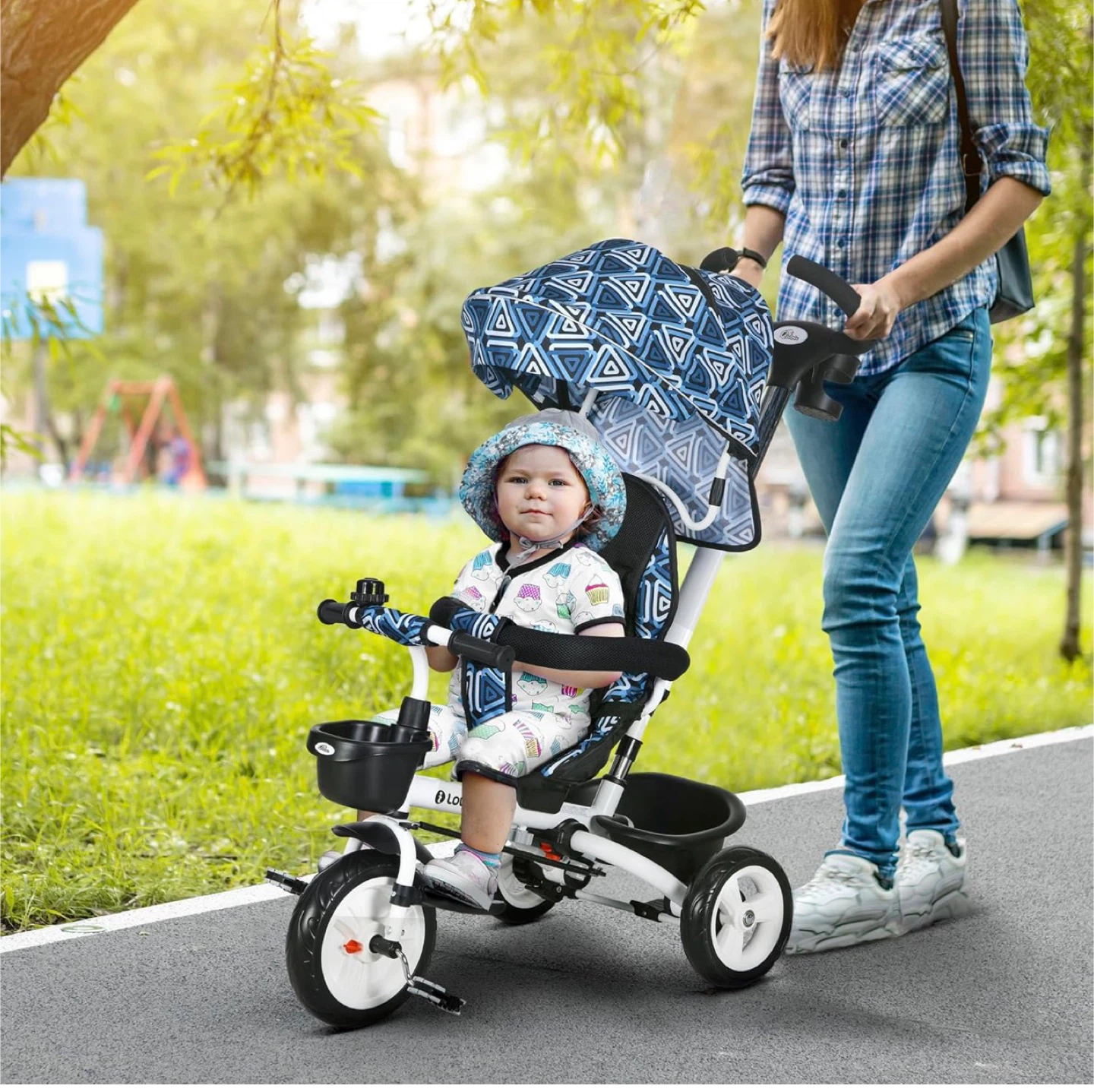 Qaba 6-in-1 Toddler Tricycle with Parent Handle - photo 3