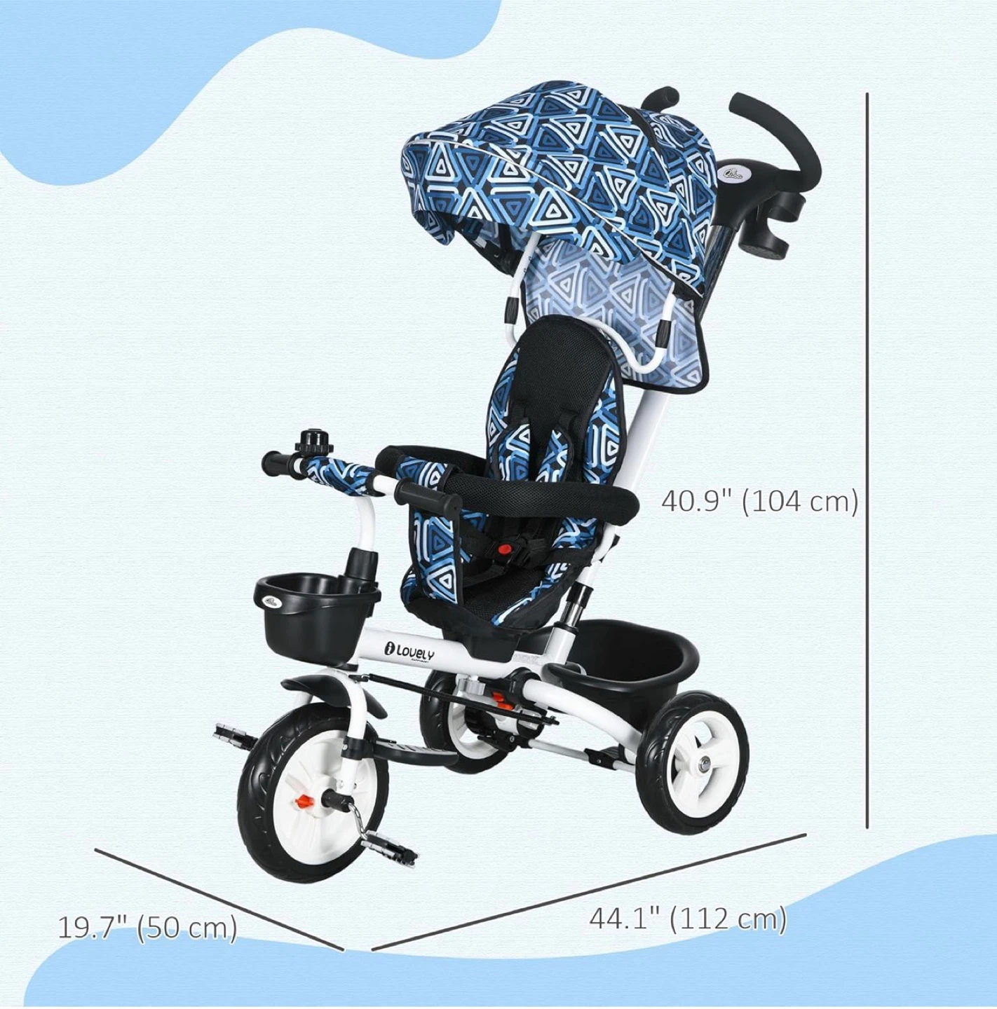 Qaba 6-in-1 Toddler Tricycle with Parent Handle - photo 4