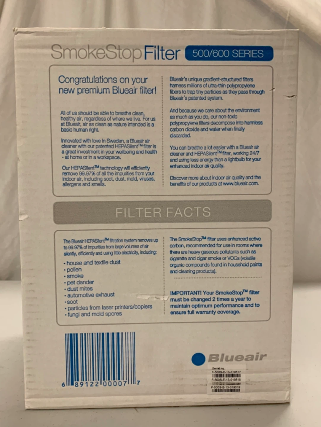 BRAND NEW Sealed "SmokeStop" Replacement Filter. - photo 2