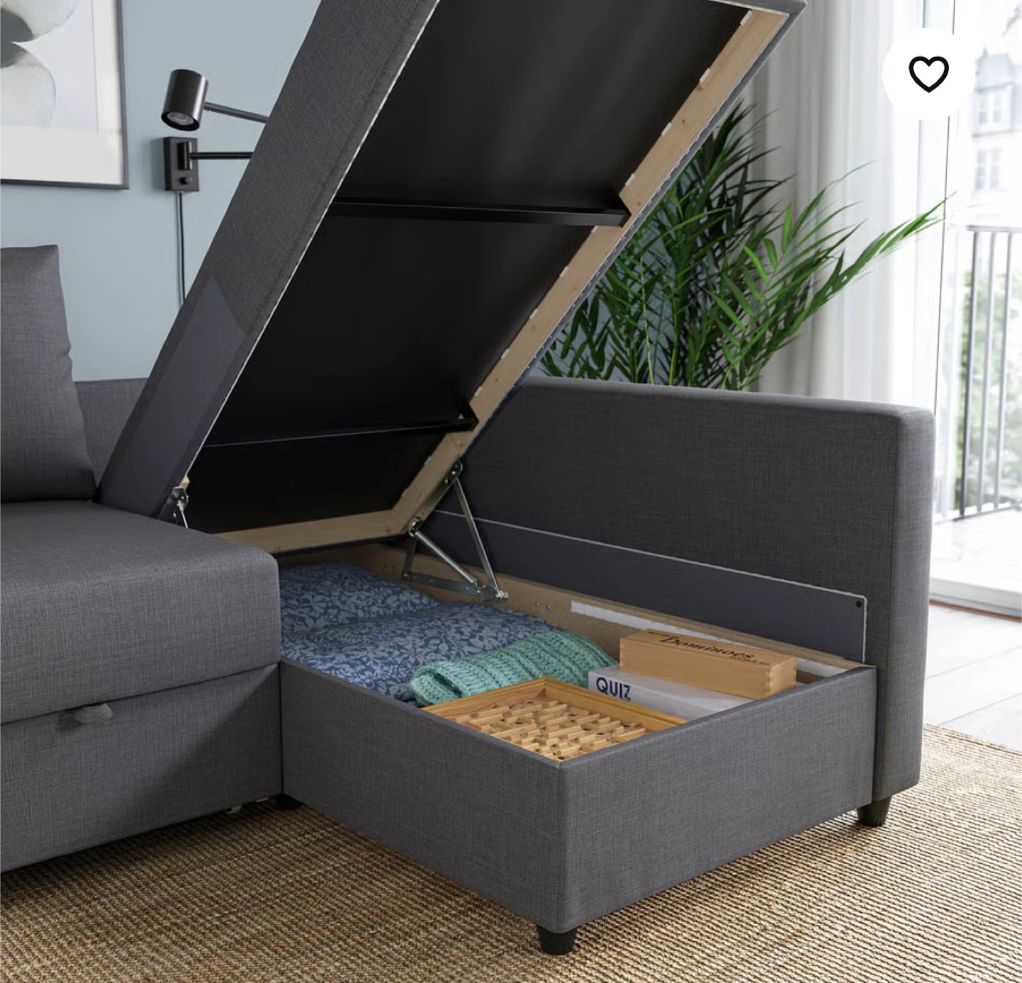 Grey Sectional Sofa Bed with Storage - photo 3