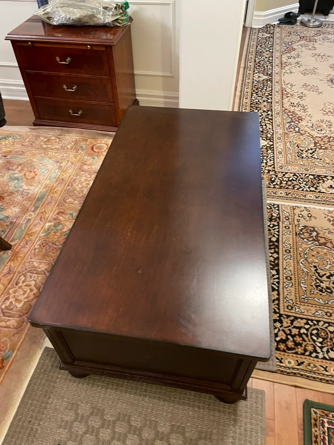 Dark Wood Coffee Table with Drawers - photo 2