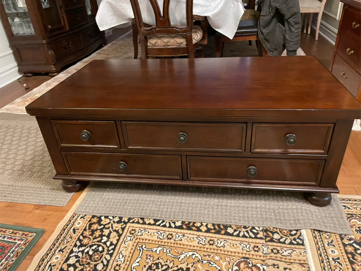 Dark Wood Coffee Table with Drawers