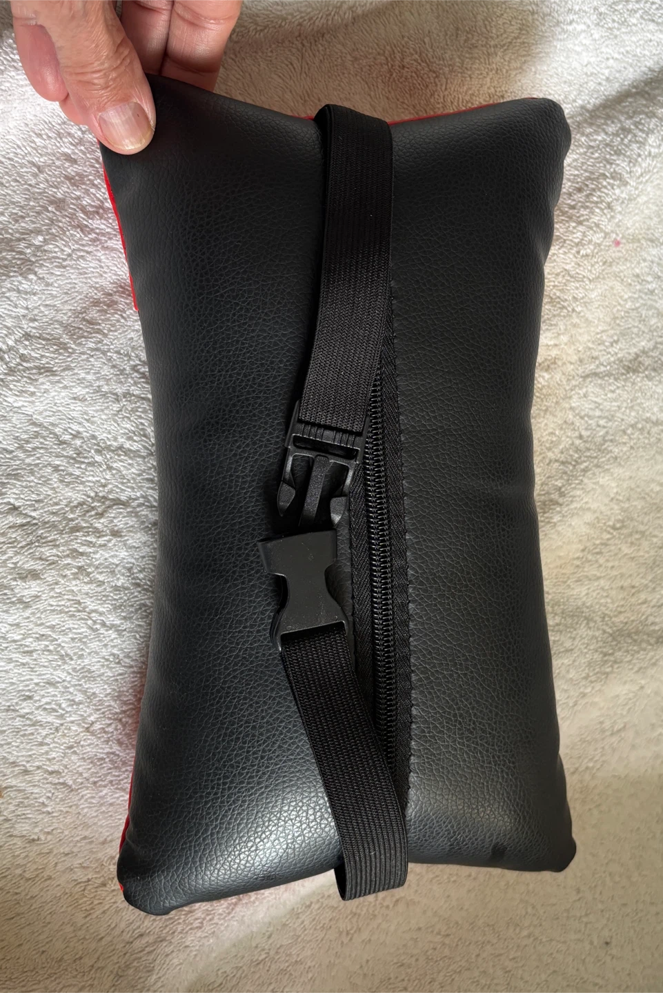 Black & Red Neck Pillow for car/office seat (10” x 6”) - photo 2