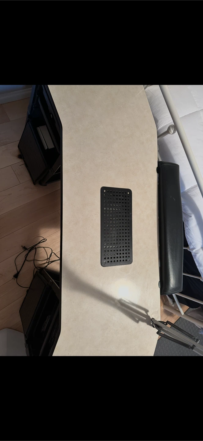 Nail desk with drawers, vent, and lamp