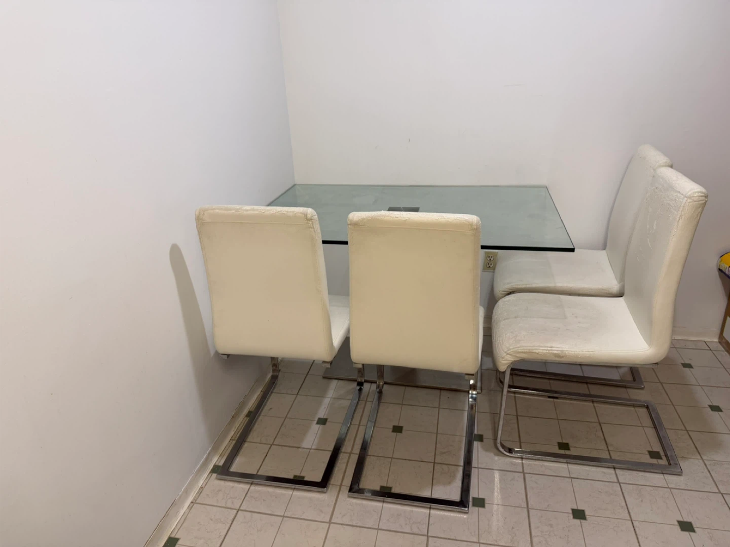 Glass Dining Table with 4 White Chairs - photo 4