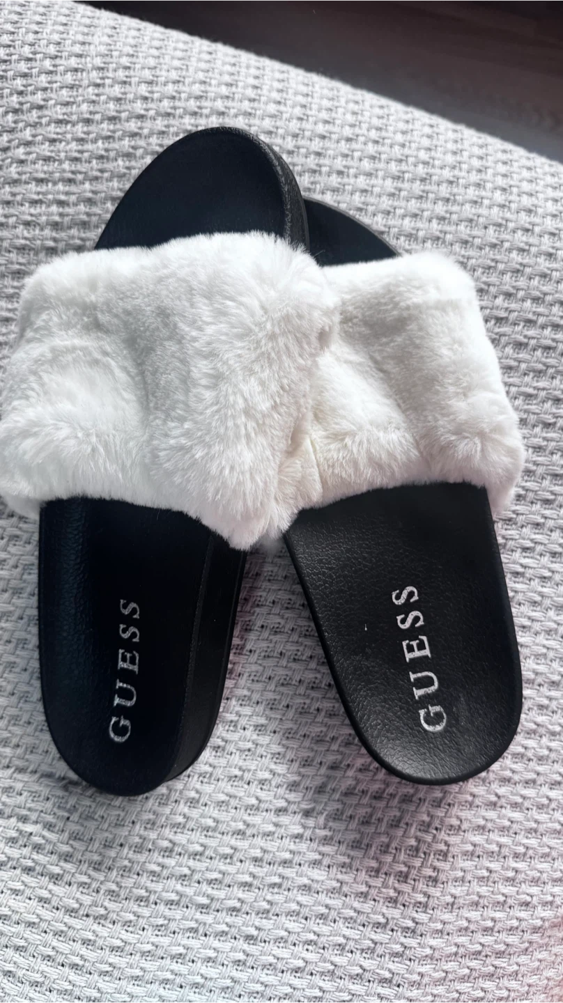 Guess Women's Black Faux Fur Slides