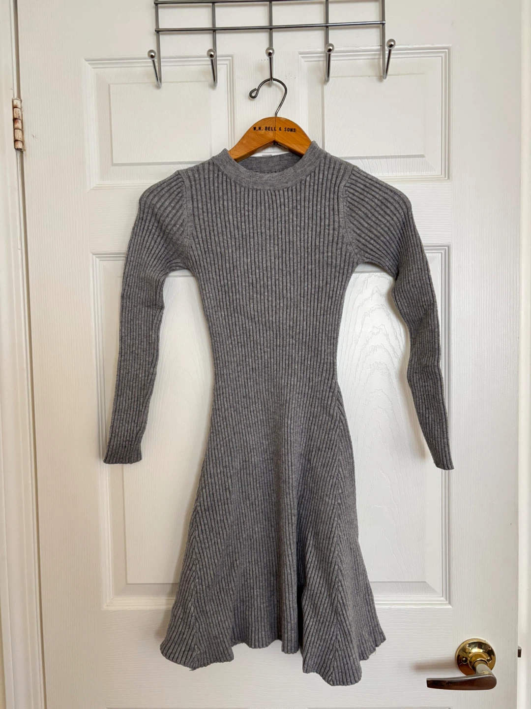 Grey Ribbed Knit Dress