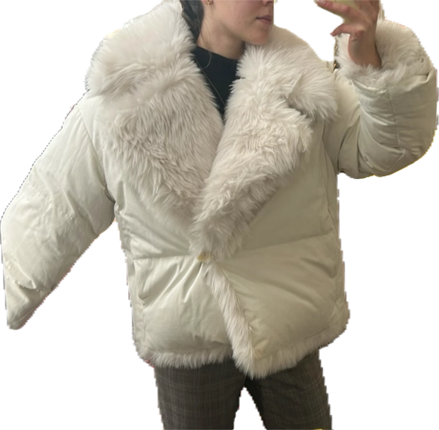Reversible White Faux Fur Puffer Jacket – Banana Republic 🤍 - photo 3