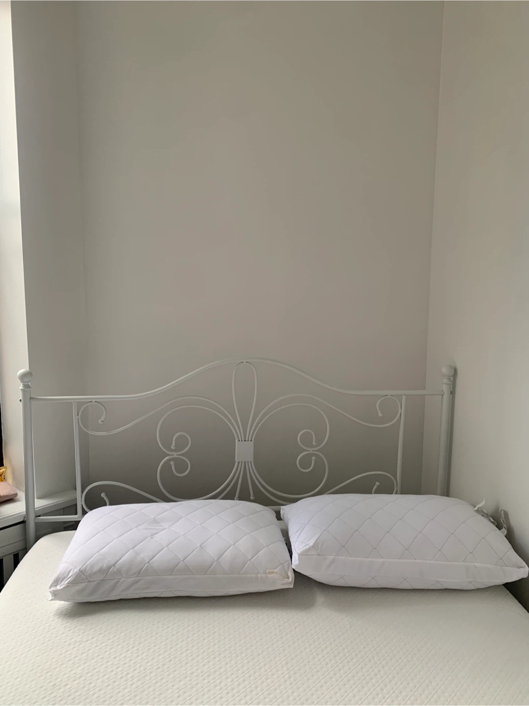 Queen Size White Metal Bed Frame with memory foam mattress - photo 2