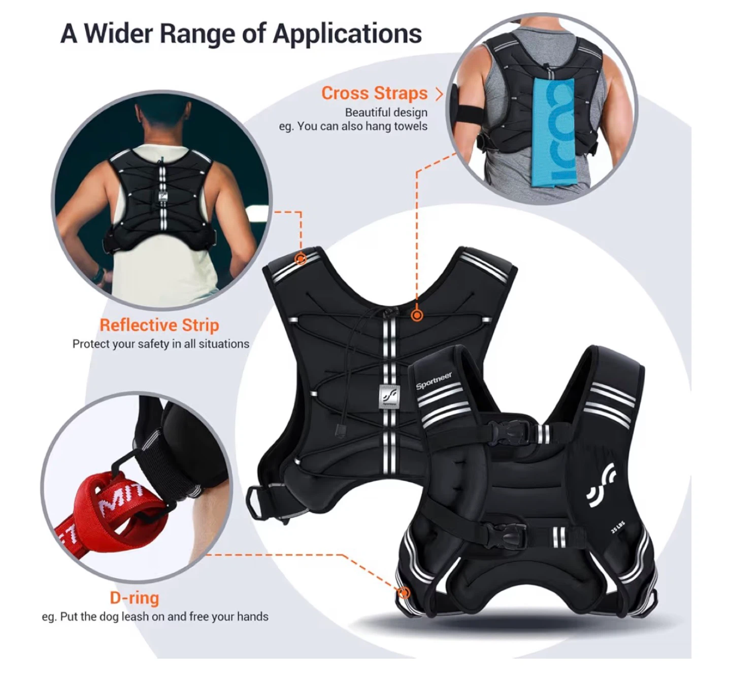 Sportneer Weighted Vest - 25 lbs - Black - photo 4