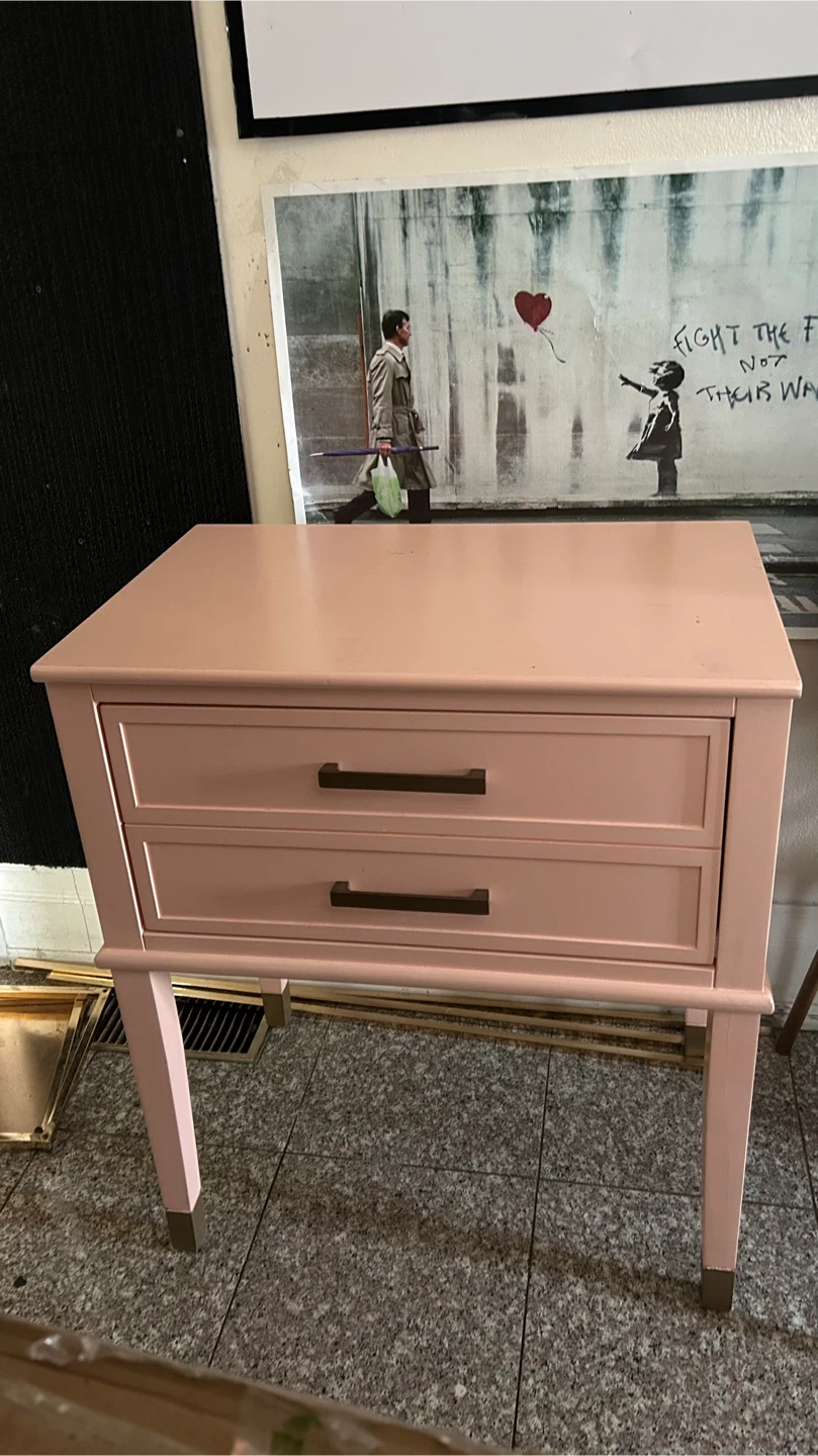 Large 24” Pink Nightstand with one Drawer - photo 5