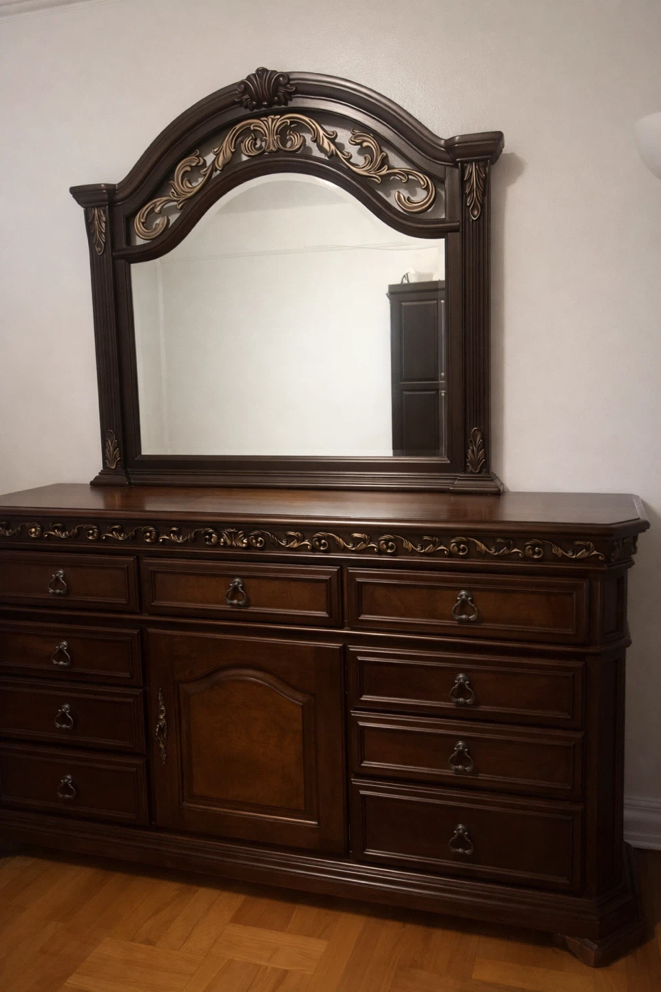Dark Wood Dresser with Mirror