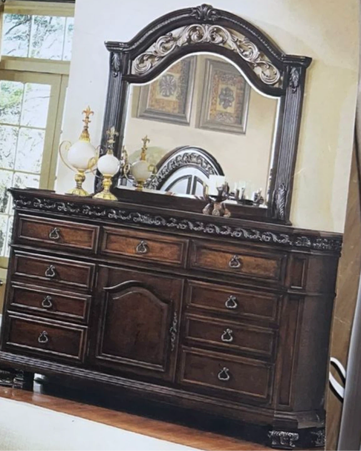 Dark Wood Dresser with Mirror - photo 2
