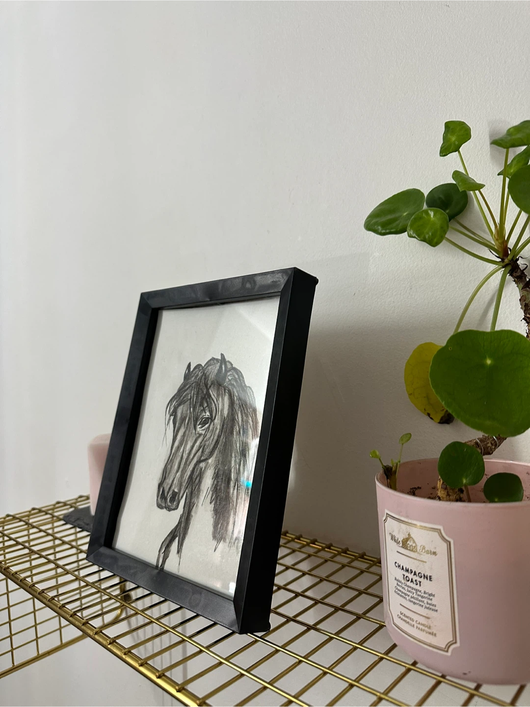 Original Framed Horse Using Charcoal - photo 3