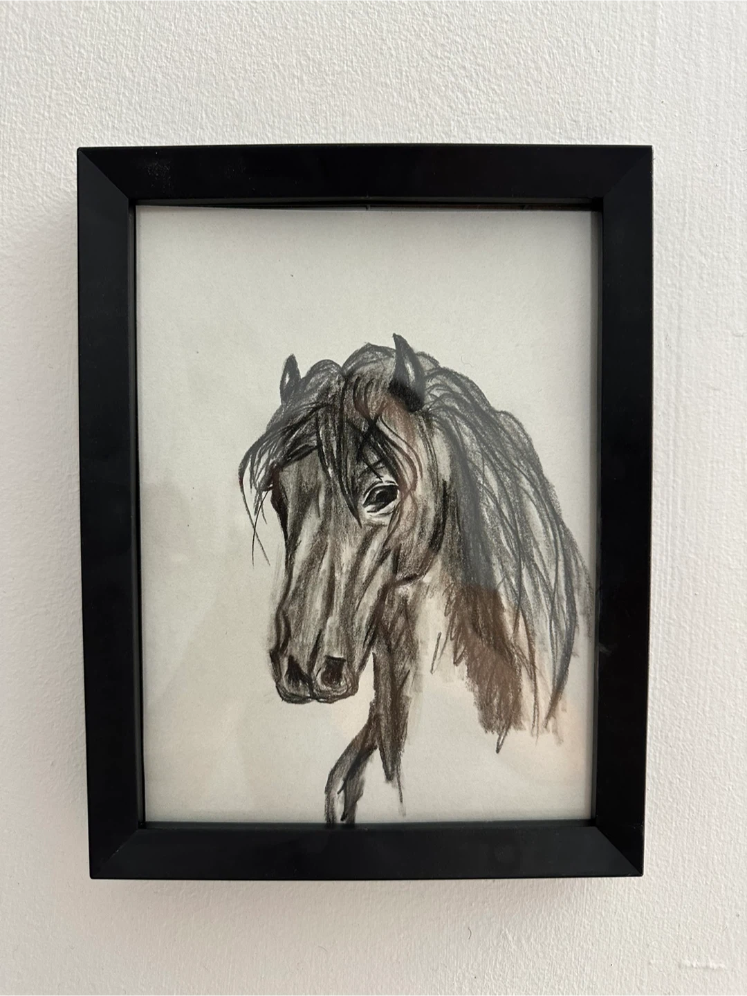 Original Framed Horse Using Charcoal - photo 2