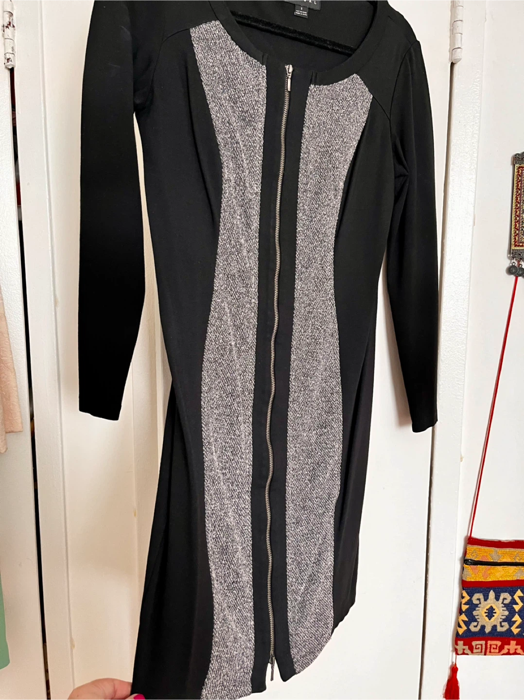Tribal Black & Grey Zipper Dress Size 2 - photo 5