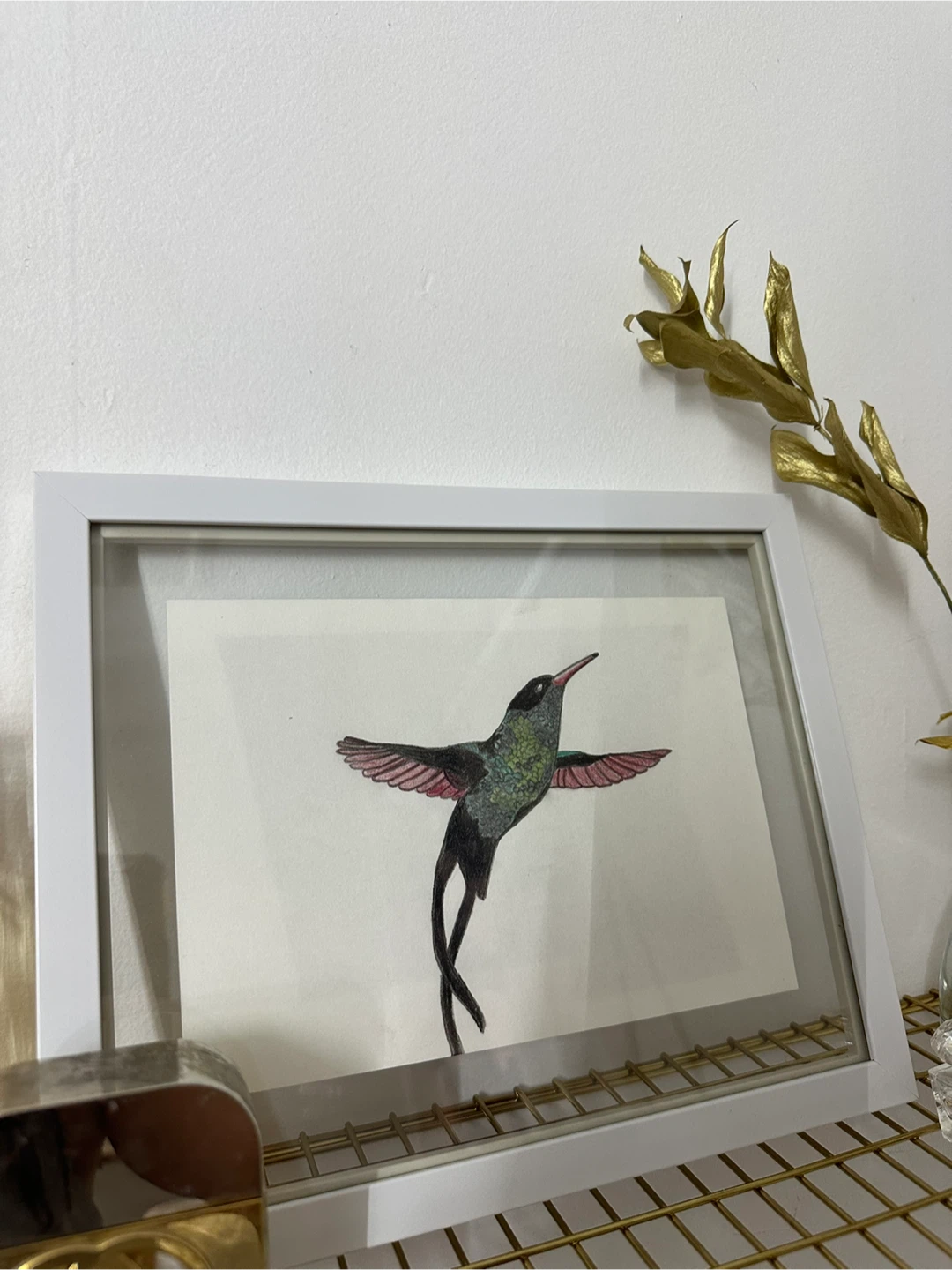 Framed Hummingbird Artwork - photo 3