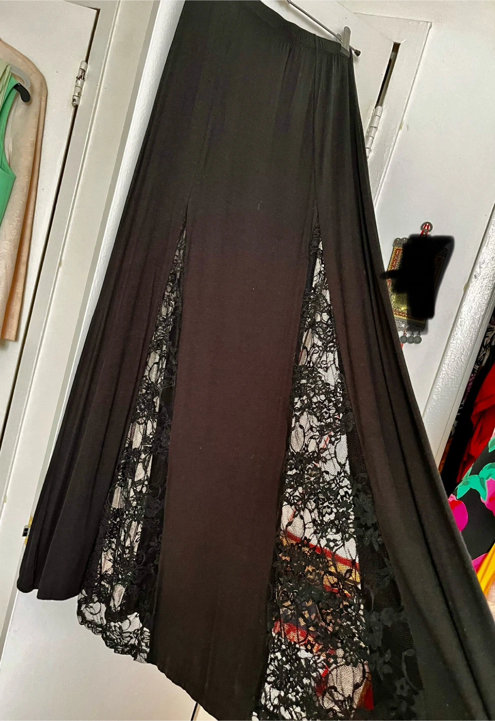 Guilty Black Lace Trim Maxi Skirt Size P/S
