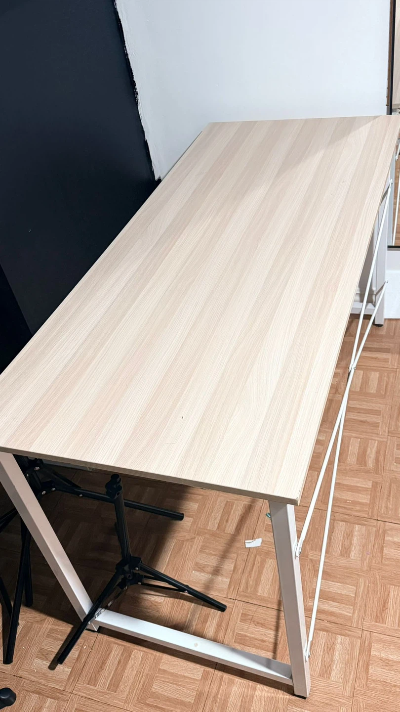 Light Wood Grain Desk with White Frame - photo 5