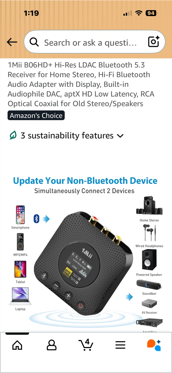 1Mii B06HD+ Hi-Res Bluetooth 5.3 Audio Receiver - photo 3