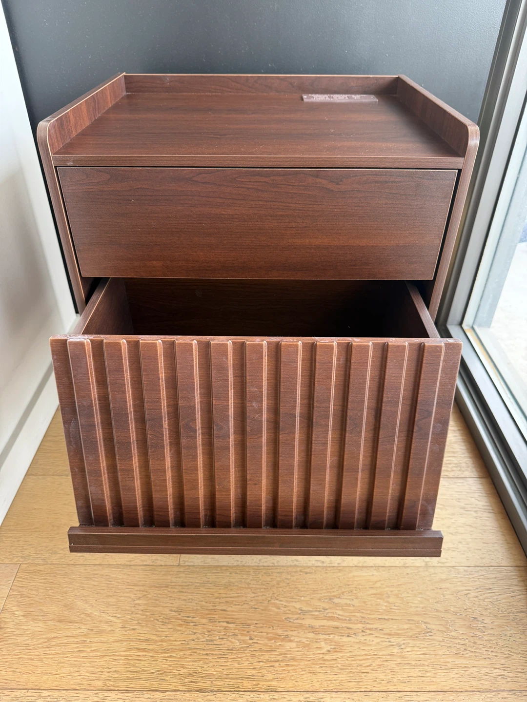 Dark Wood Nightstand with Drawer and Power Outlet - photo 4