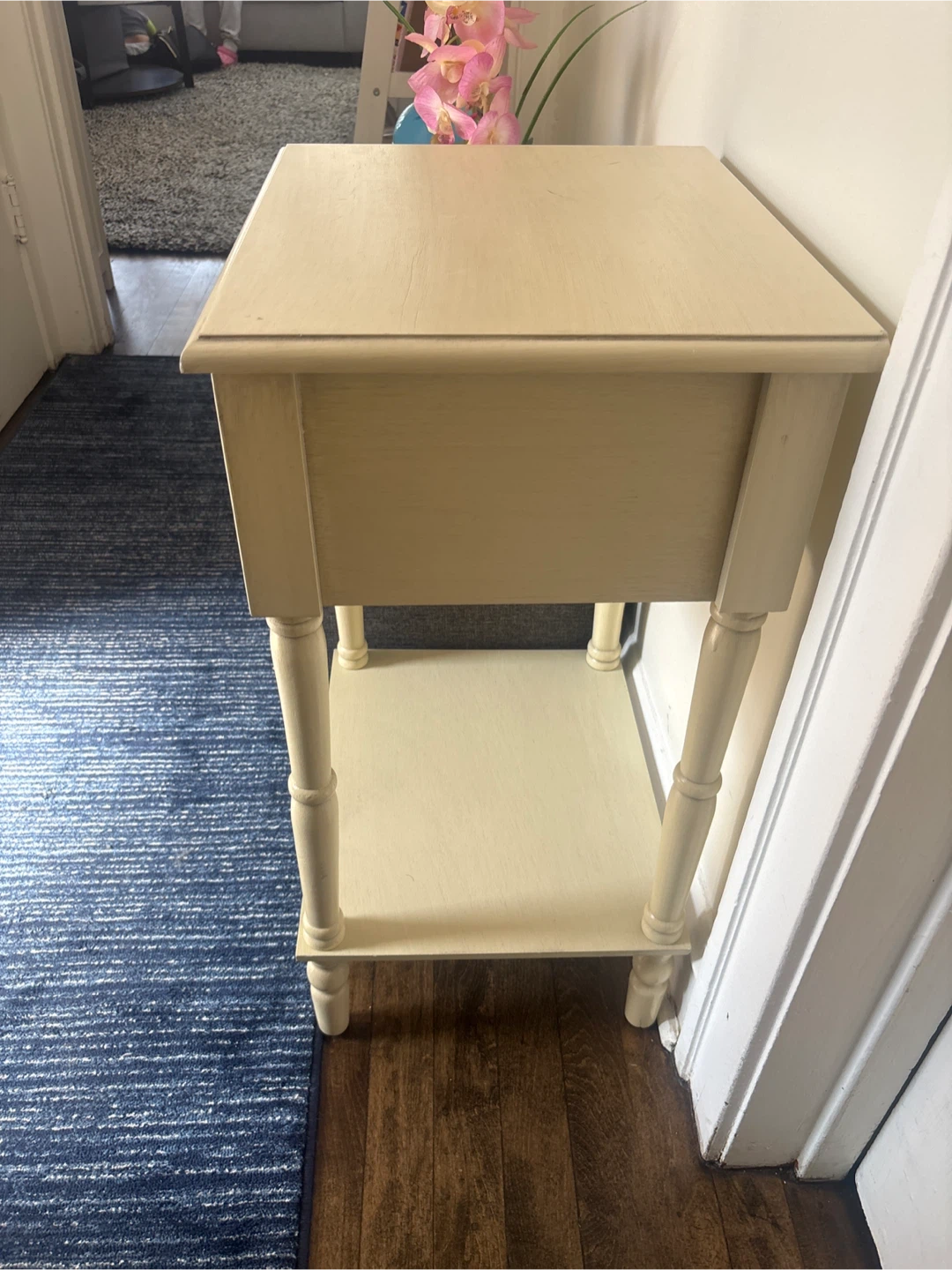 Cream End Table with Drawer and Shelf - photo 2