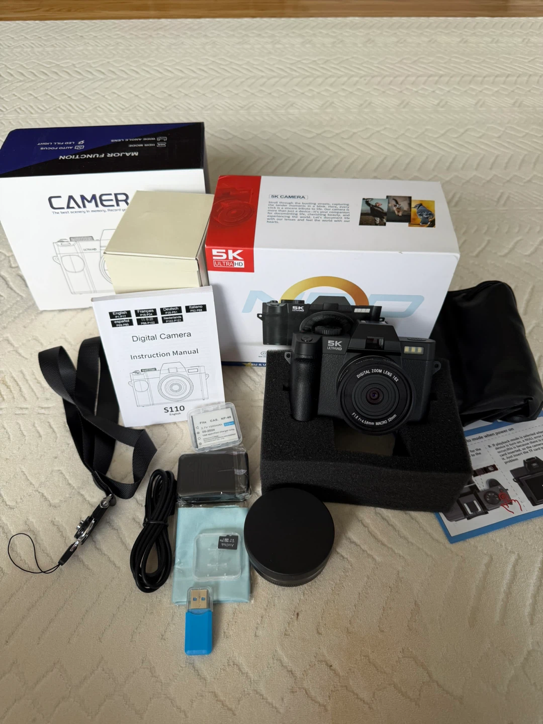 SK Camera 5K 64MP Digital Camera with Wide Angle and Macro Lens