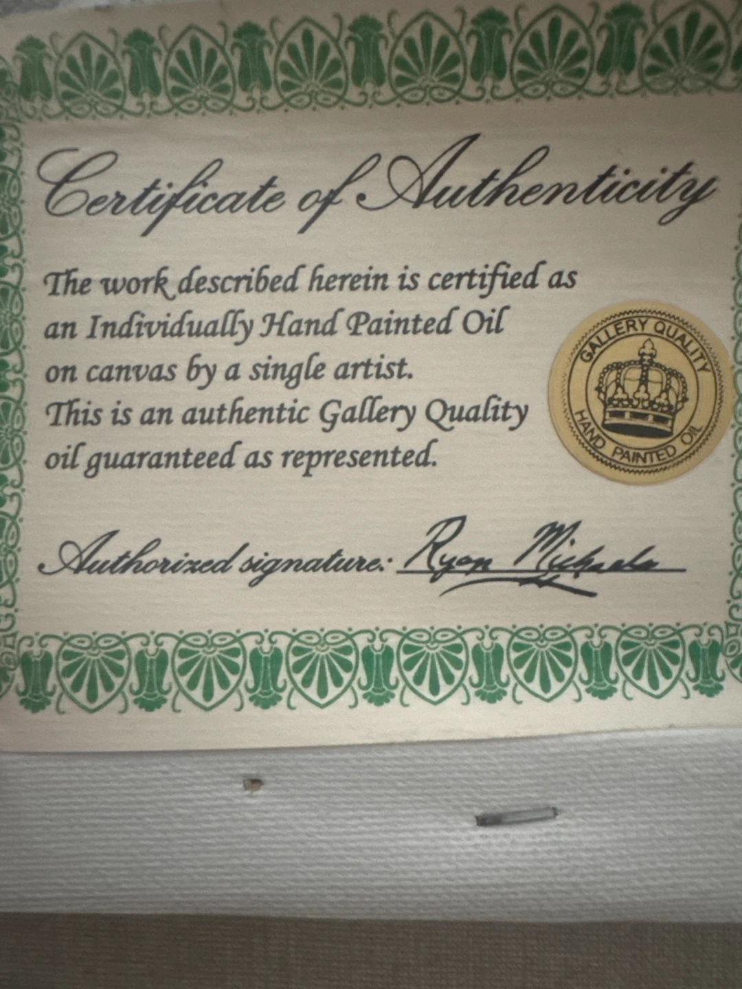 Framed "Lily Pond" Oil Painting Certificate of Authenticity - photo 2