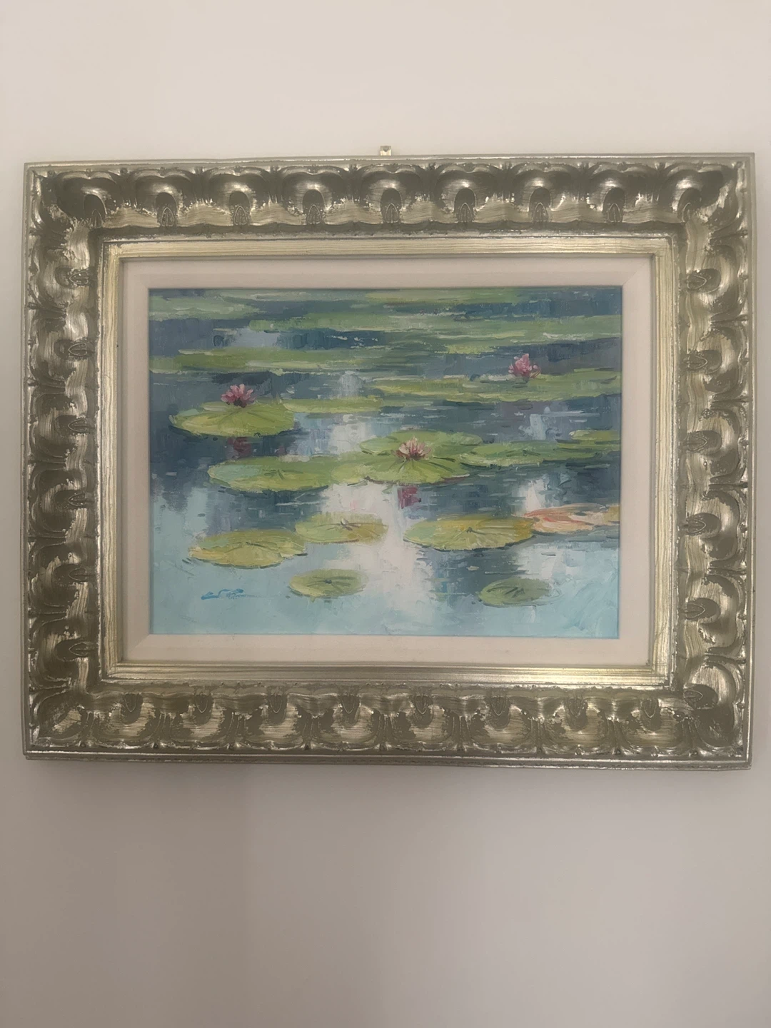 Framed "Lily Pond" Oil Painting Certificate of Authenticity