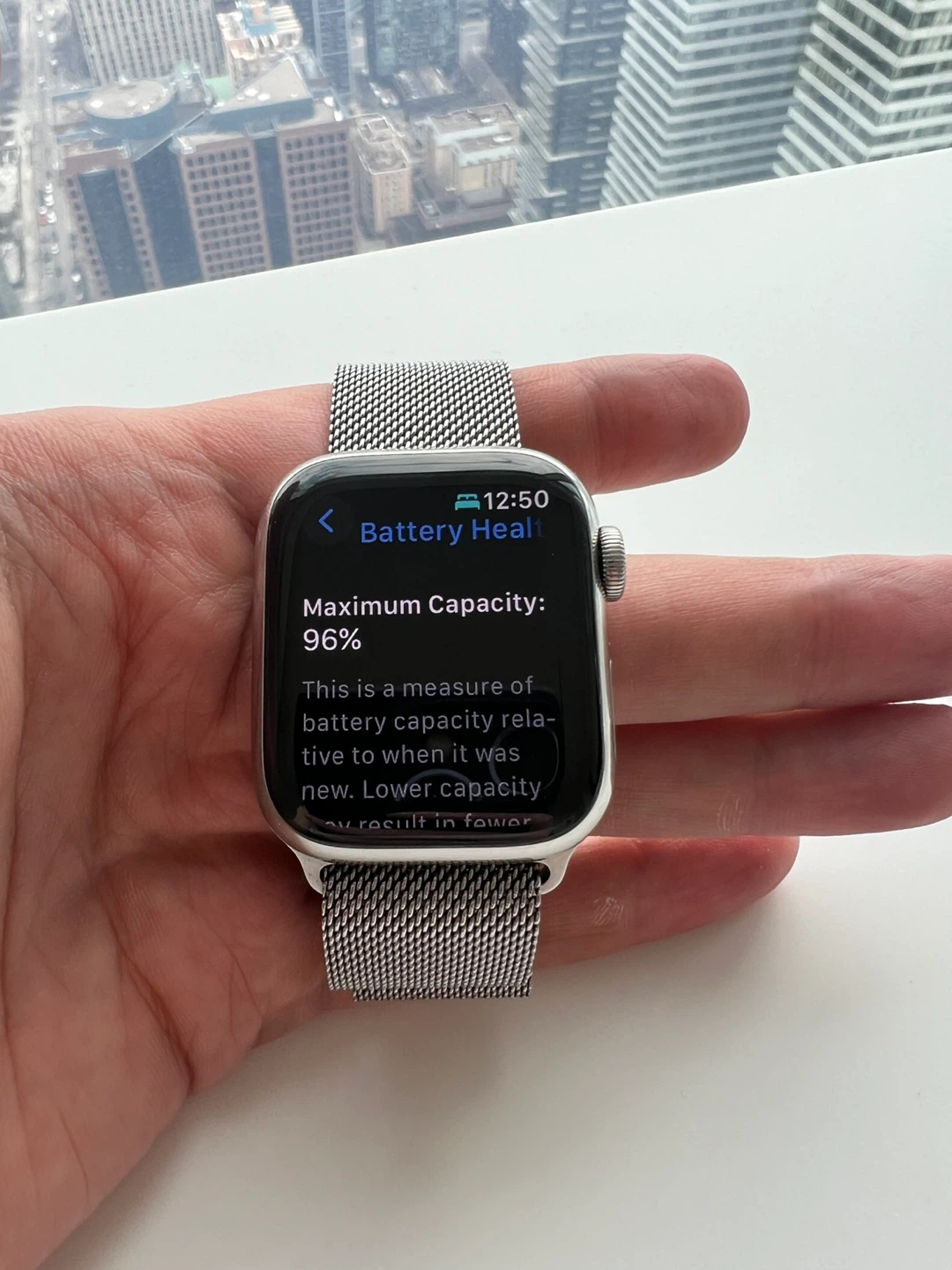 Apple Watch Series 8 stainless steel with Milanese loop band