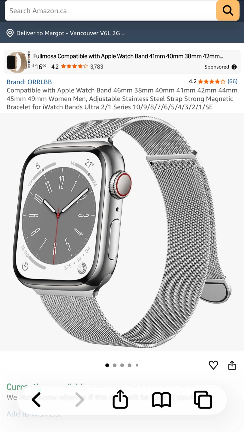 Fullmosa Stainless Steel Apple Watch Band - Silver