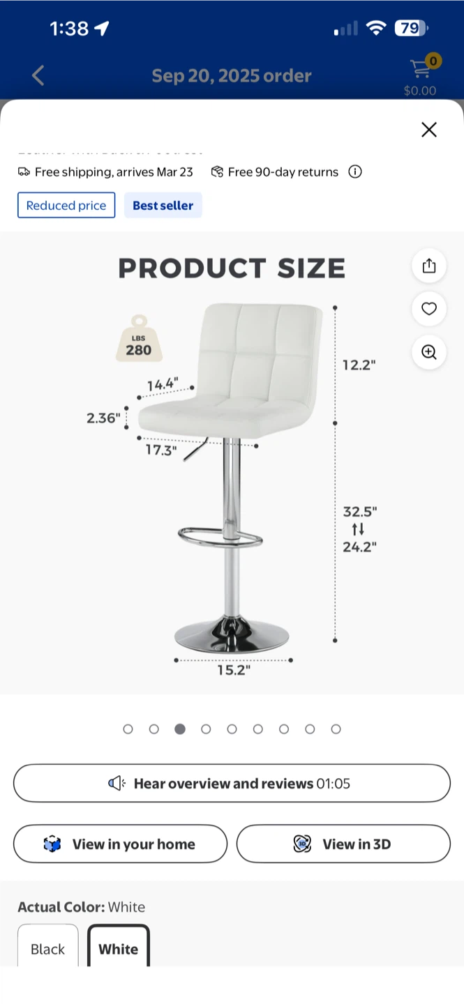 White Bar Stool - photo 2