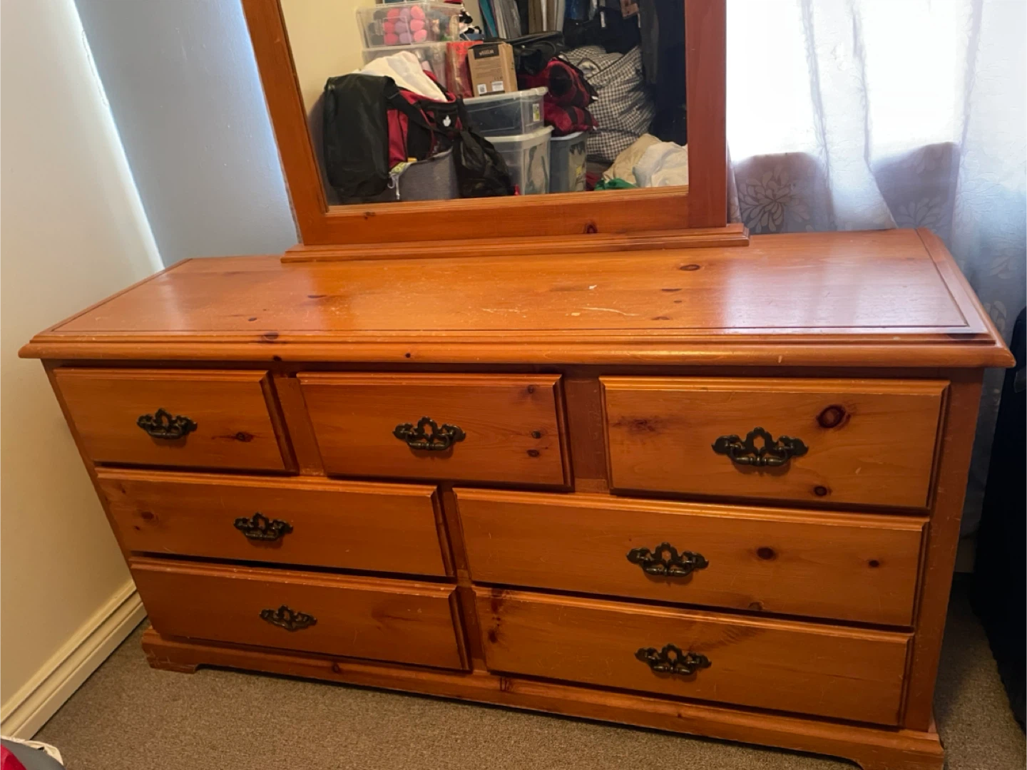 Wooden Dresser with Mirror - photo 2
