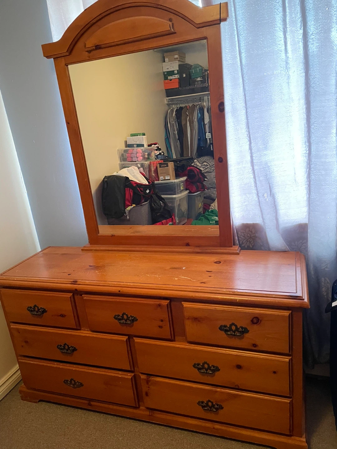 Wooden Dresser with Mirror
