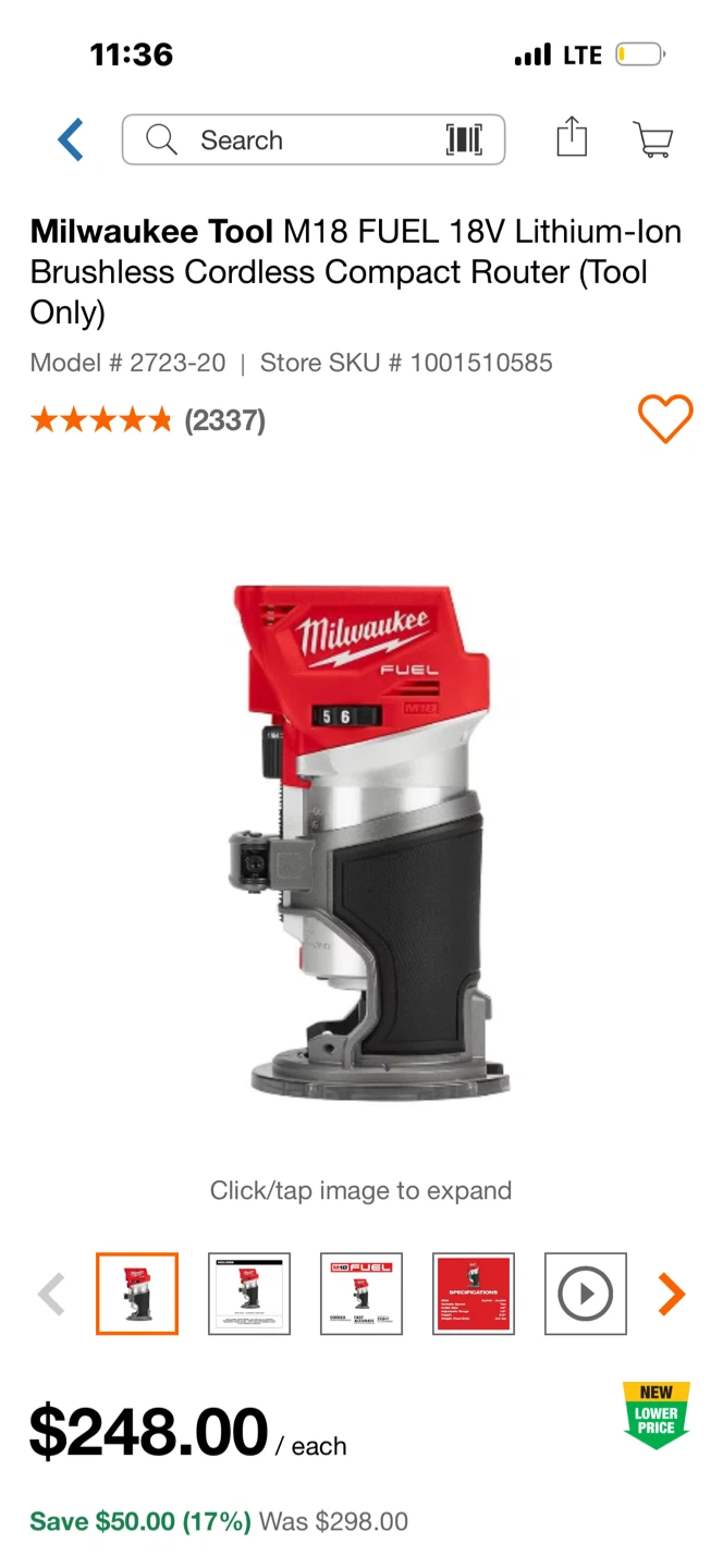 Milwaukee M18 FUEL Compact Router (Tool Only) - photo 2