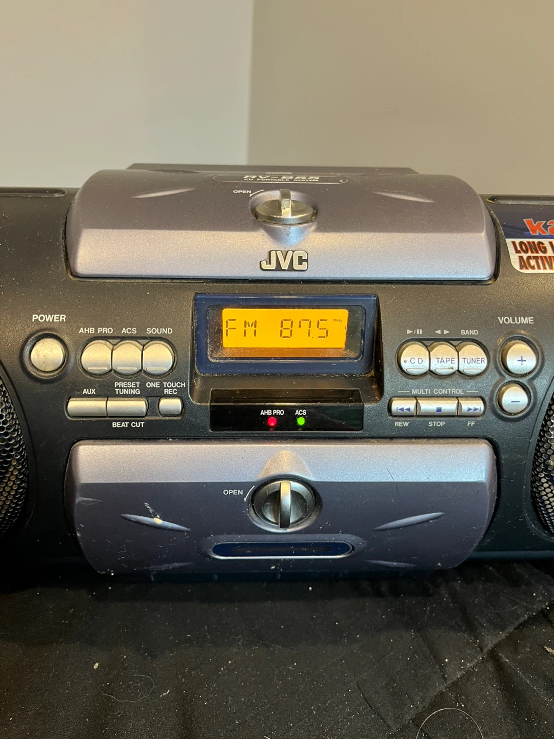 JVC Kaboom RV-B55BU Portable Boombox CD Player Cassette FM Radio - photo 2