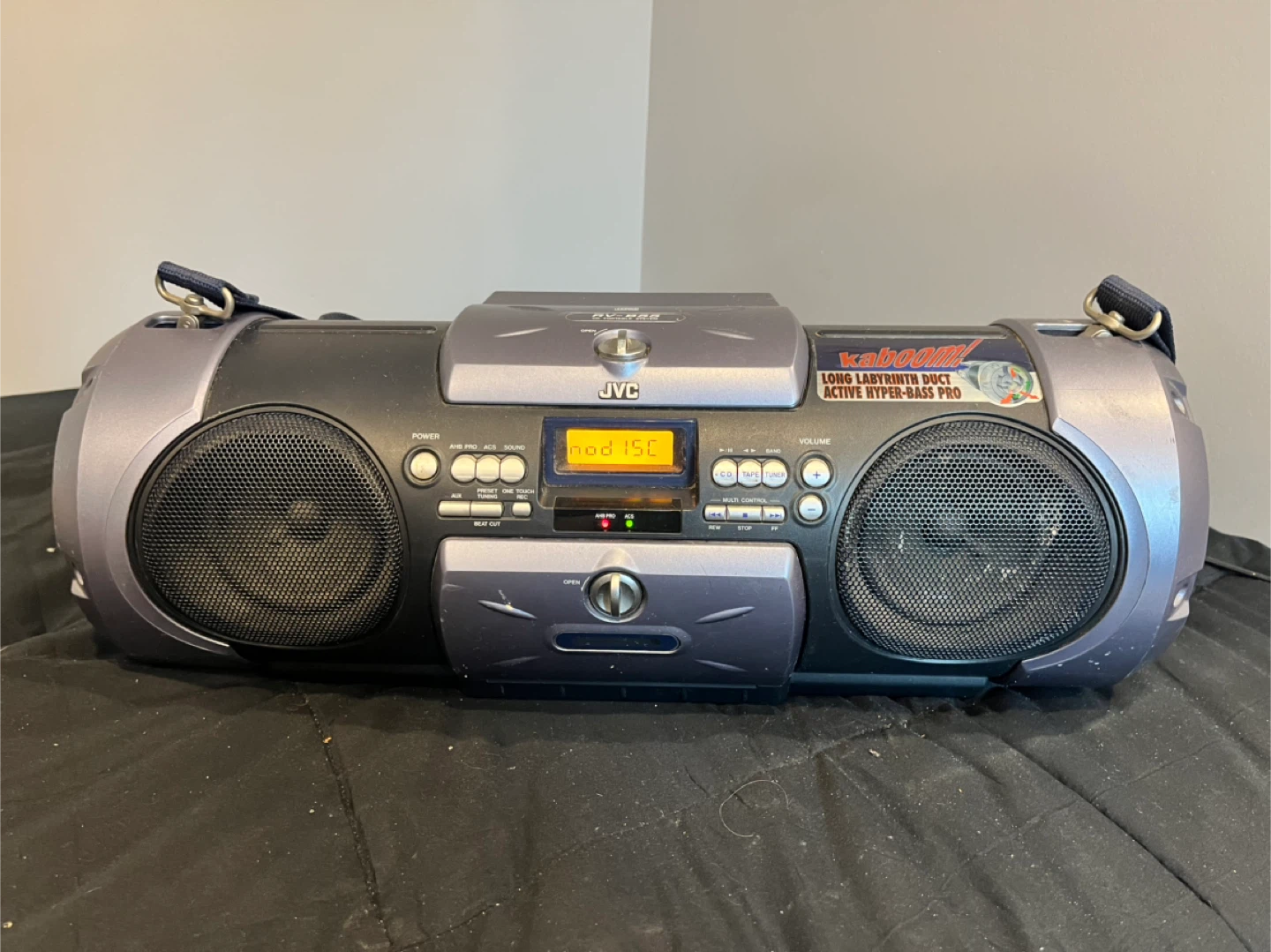 JVC Kaboom RV-B55BU Portable Boombox CD Player Cassette FM Radio