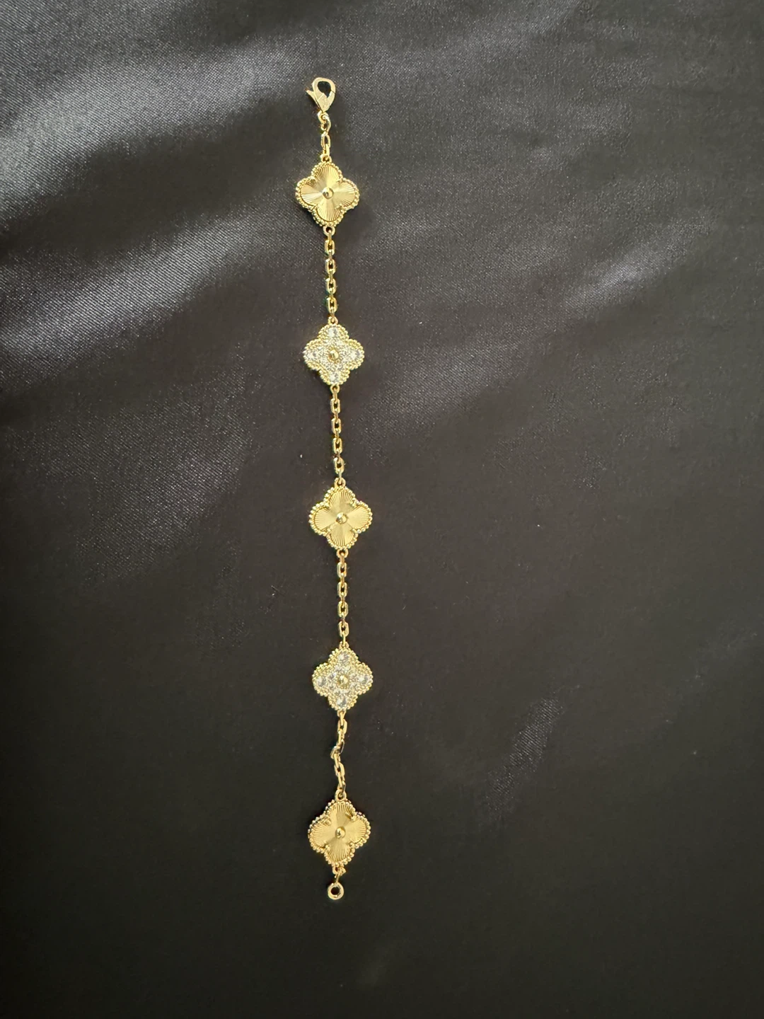 Gold Clover Bracelet with Crystals