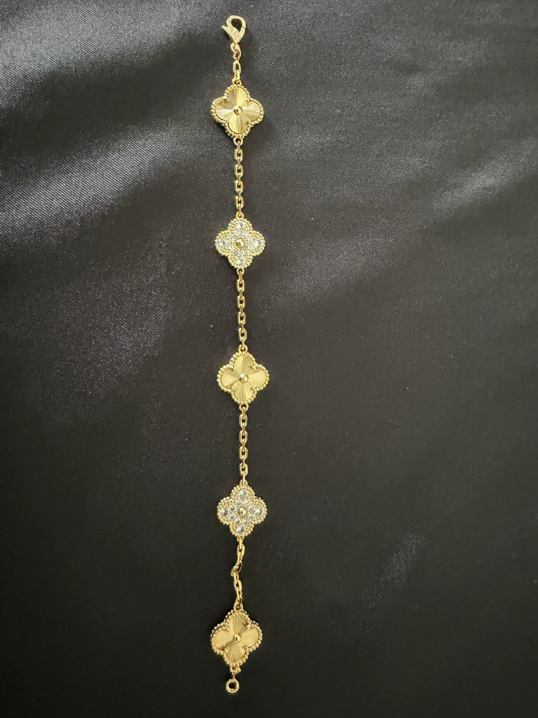 Gold Clover Bracelet with Crystals - photo 2