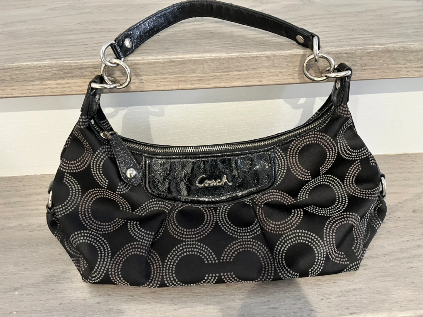 Coach Black Signature C Monogram Hobo Shoulder Bag